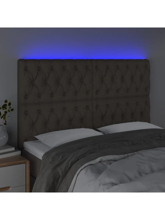 Čelo postele s led taupe 144x7x118/128 cm textil