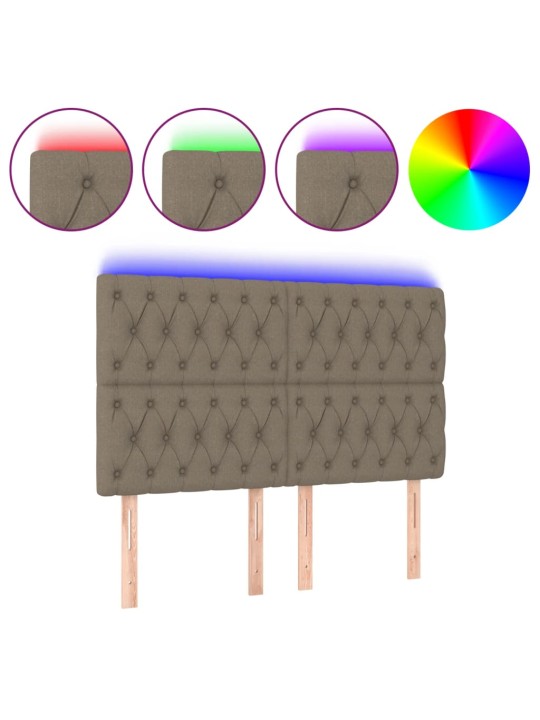 Čelo postele s LED taupe 160x7x118/128 cm textil