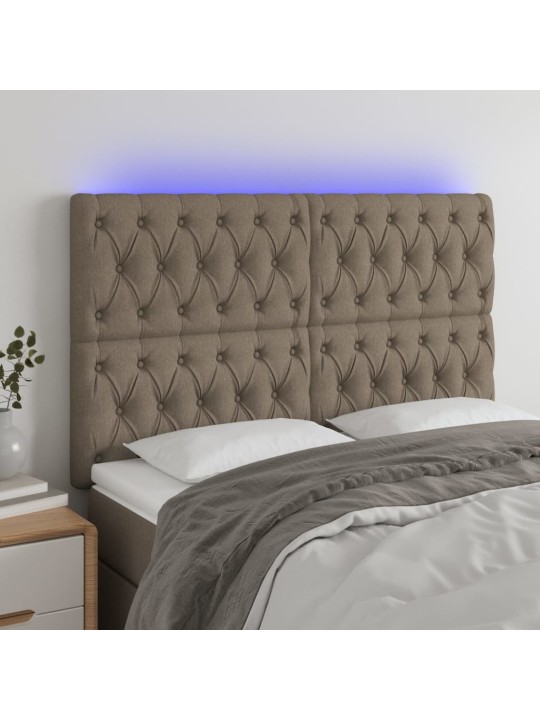 Čelo postele s LED taupe 160x7x118/128 cm textil