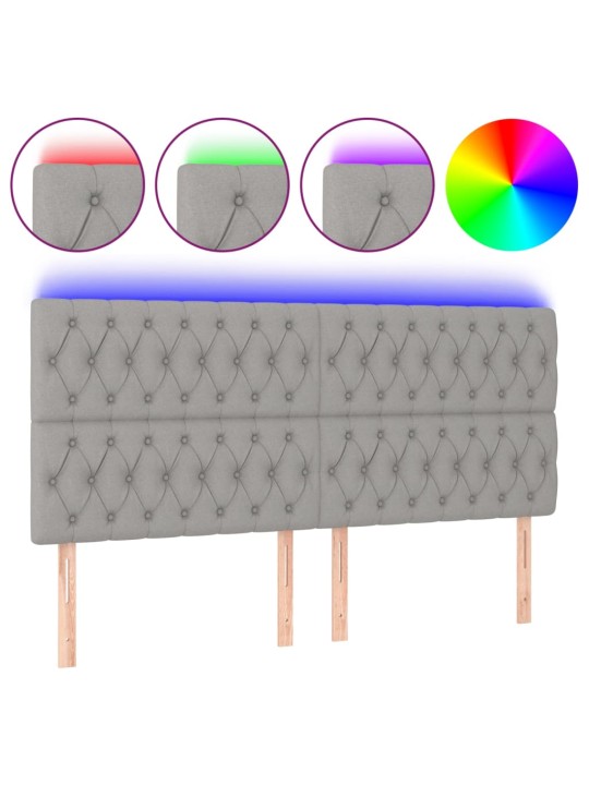 Čelo postele s LED světle šedé 180x7x118/128 cm textil
