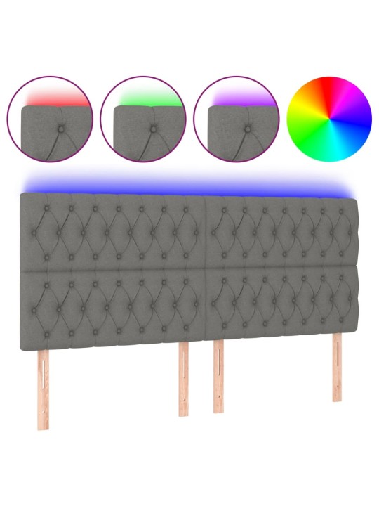 Čelo postele s LED tmavě šedé 180x7x118/128 cm textil