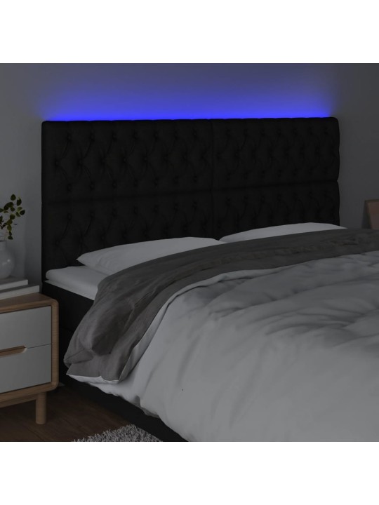 Čelo postele s LED černé 180x7x118/128 cm textil