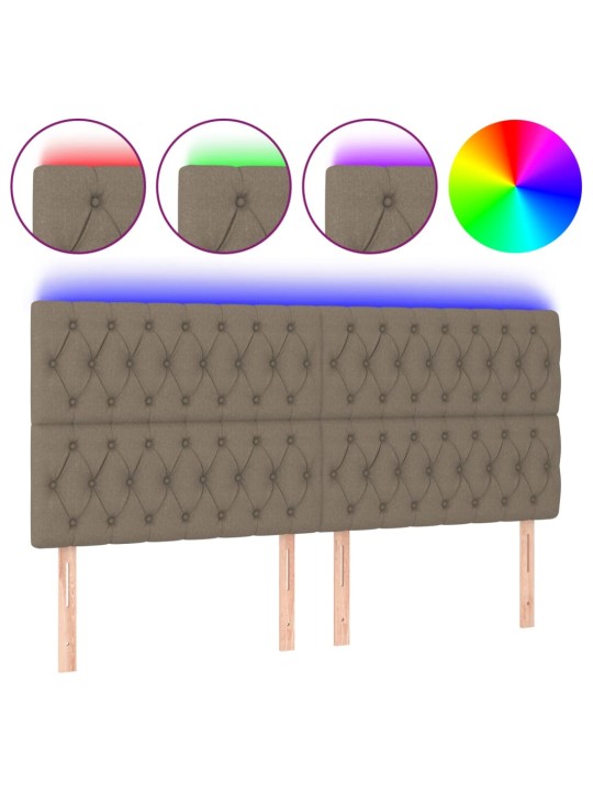 Čelo postele s LED taupe 180x7x118/128 cm textil