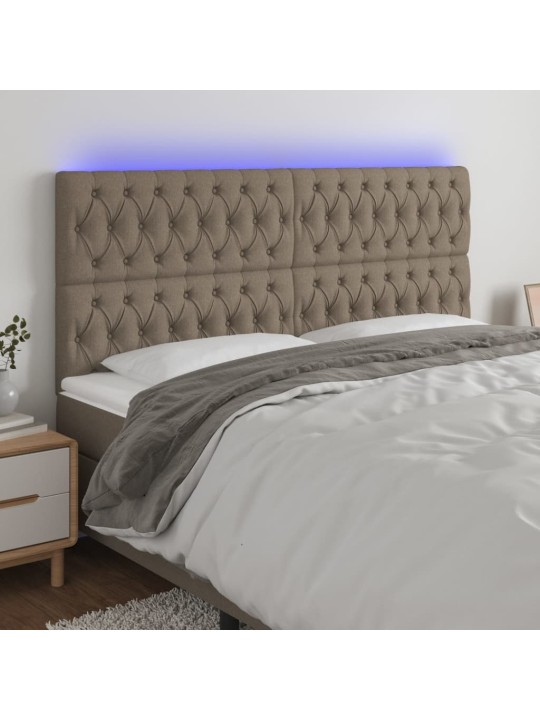 Čelo postele s LED taupe 180x7x118/128 cm textil