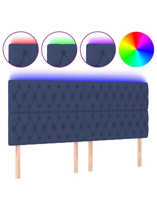 Čelo postele s LED modrá 180x7x118/128 cm textil