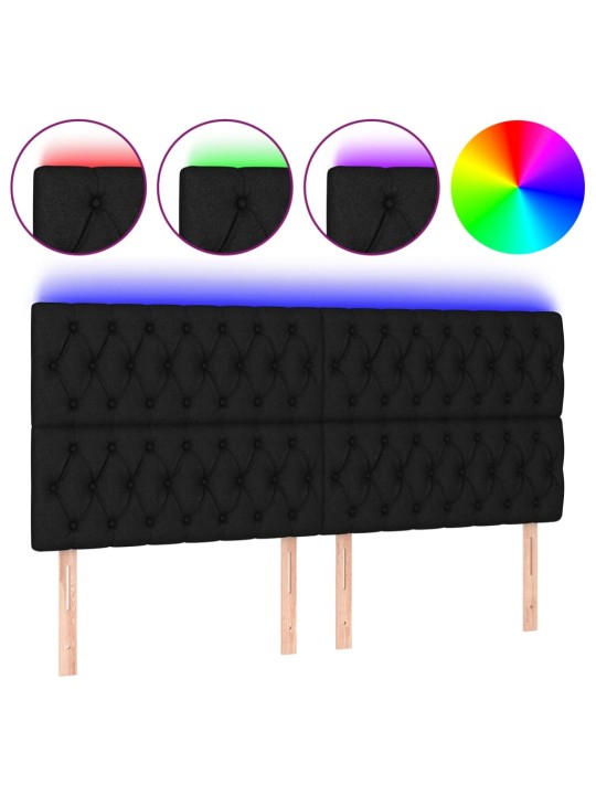 Čelo postele s LED černé 200x7x118/128 cm textil