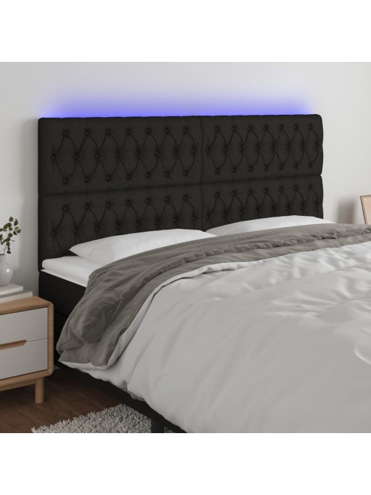 Čelo postele s LED černé 200x7x118/128 cm textil