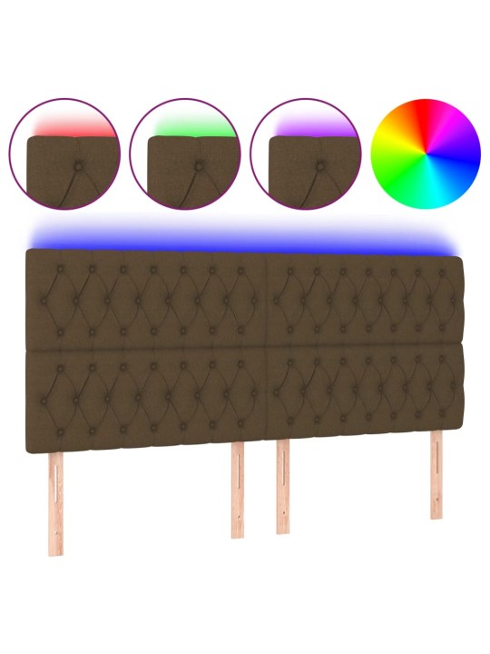 Čelo postele s led tmavě hnědé 200x7x118/128 cm textil