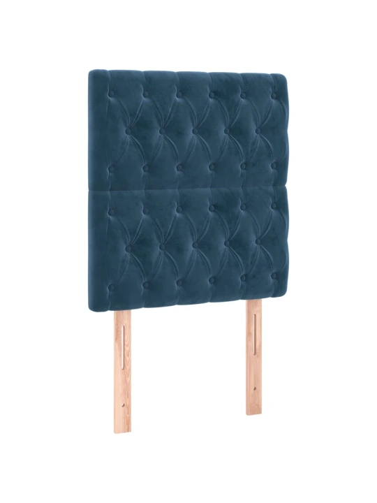 Čelo postele s led tmavě modré 80x7x118/128 cm samet