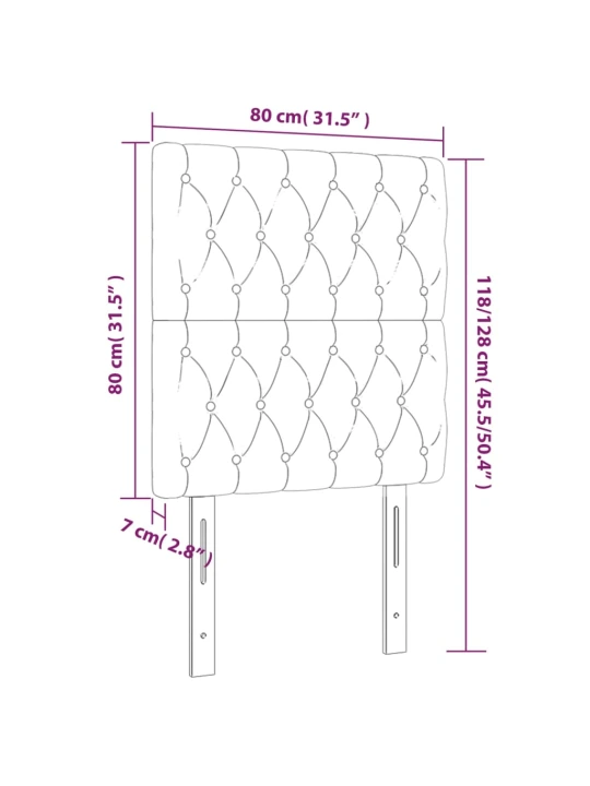 Čelo postele s led tmavě modré 80x7x118/128 cm samet