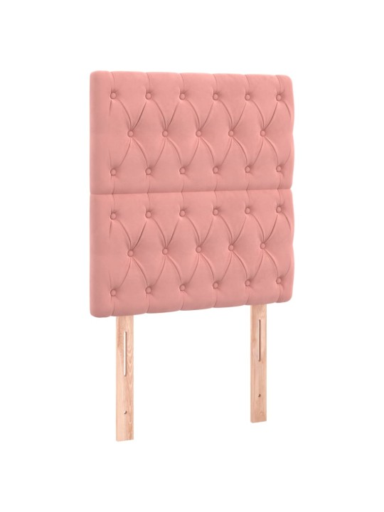 Čelo postele s led růžové 80x7x118/128 cm samet