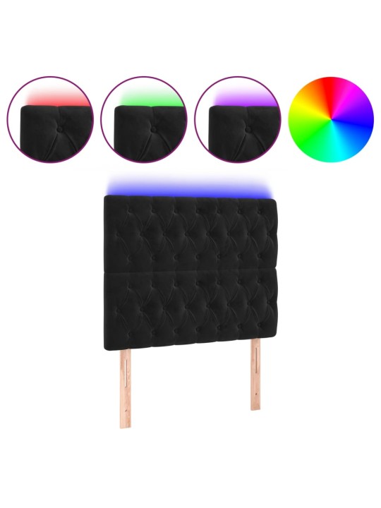 Čelo postele s LED černé 100x7x118/128 cm samet