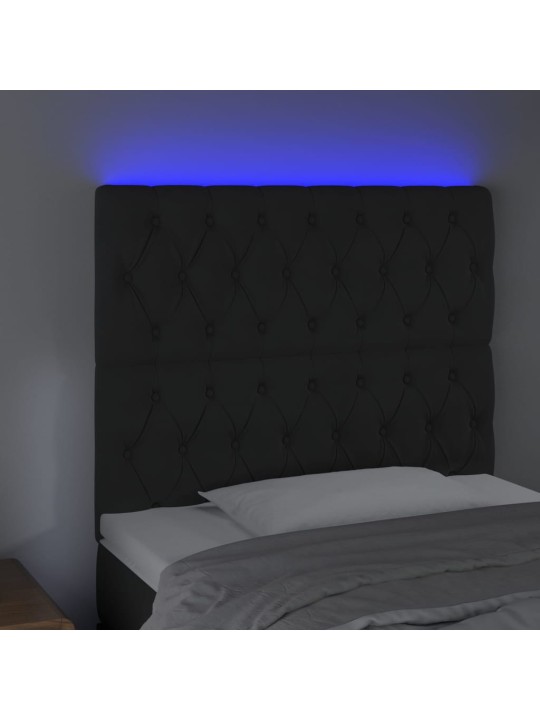 Čelo postele s LED černé 100x7x118/128 cm samet