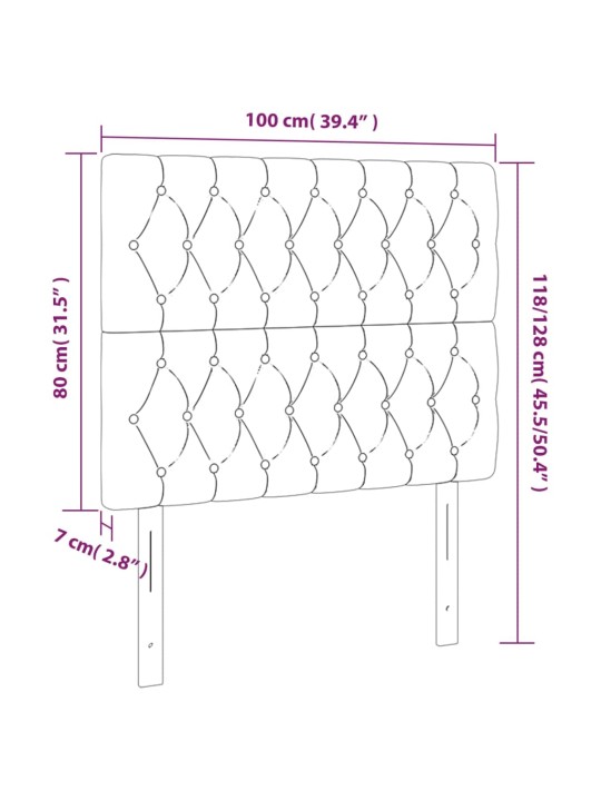 Čelo postele s LED černé 100x7x118/128 cm samet