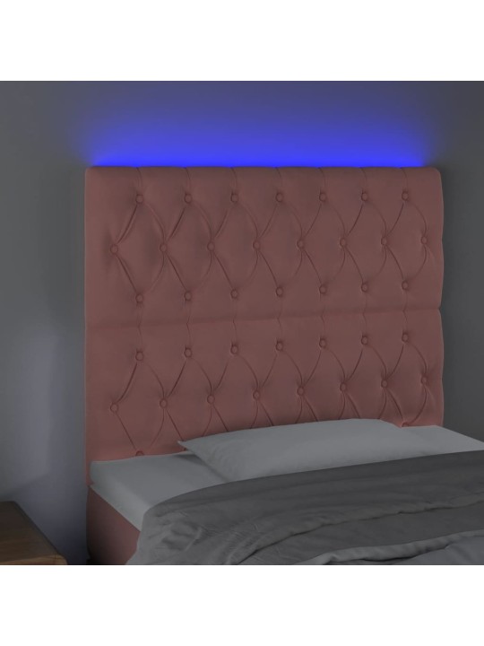 Čelo postele s LED růžové 100x7x118/128 cm samet