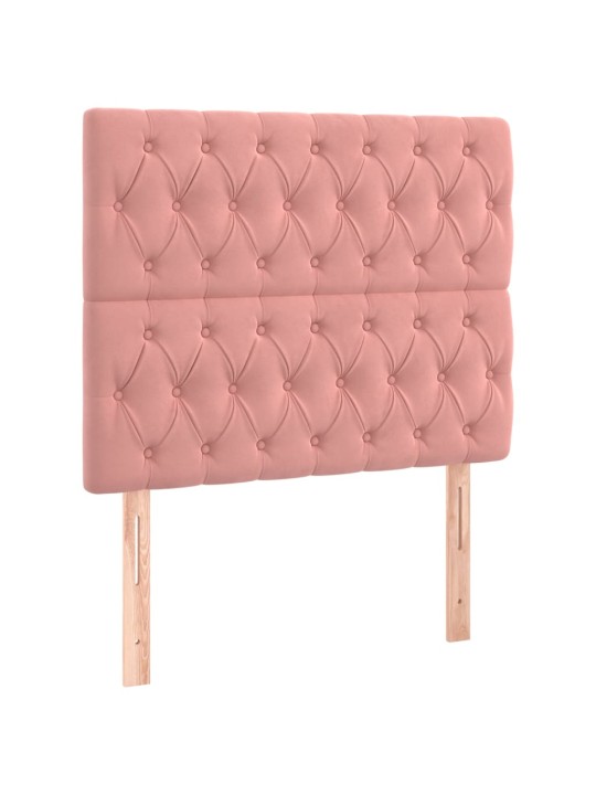Čelo postele s LED růžové 100x7x118/128 cm samet