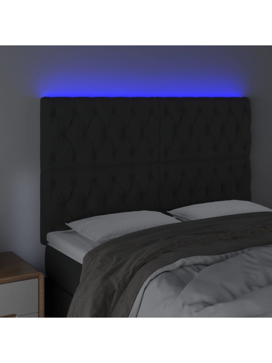 Čelo postele s led černé 144x7x118/128 cm samet