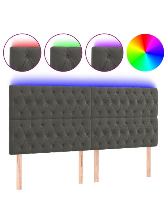 Čelo postele s LED tmavě šedé 180x7x118/128 cm samet