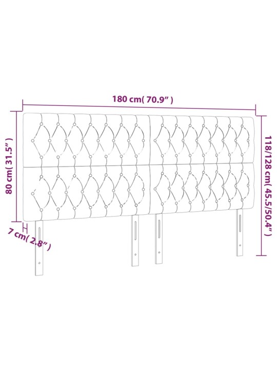 Čelo postele s LED černé 180x7x118/128 cm samet