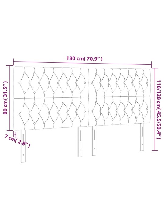 Čelo postele s led tmavě modré 180x7x118/128 cm samet