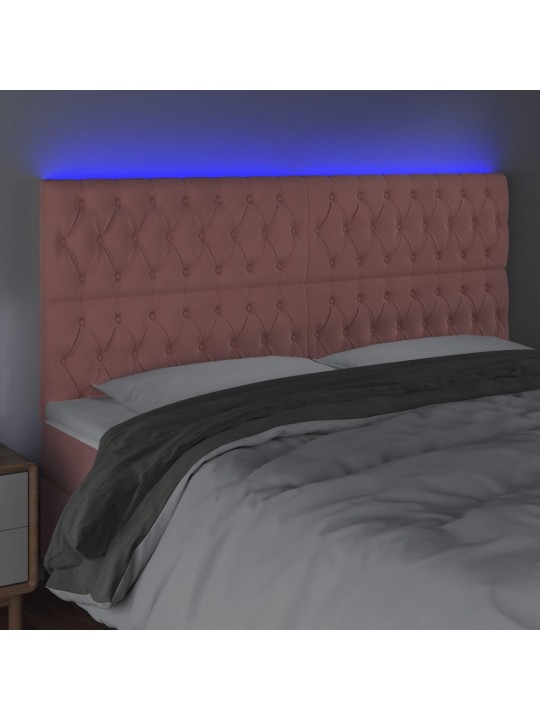 Čelo postele s led růžové 180x7x118/128 cm samet