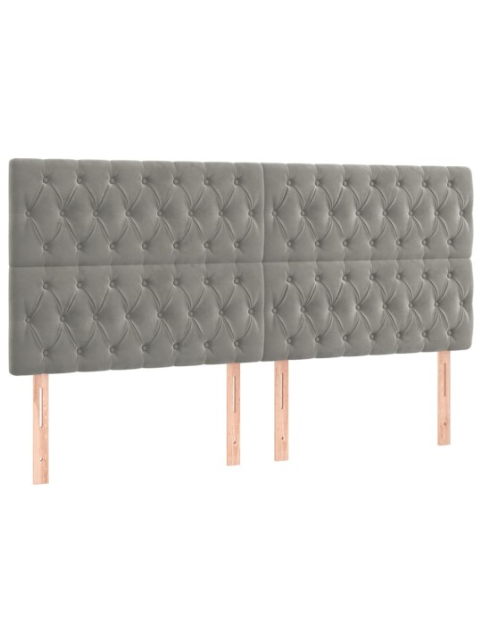 Čelo postele s LED světle šedé 200x7x118/128 cm samet