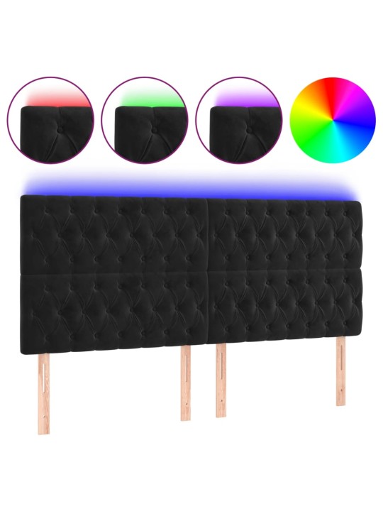 Čelo postele s LED černé 200x7x118/128 cm samet