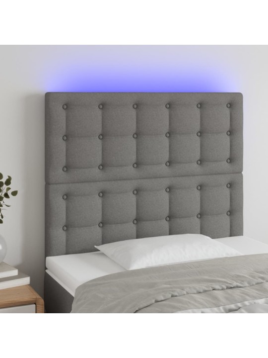 Čelo postele s LED tmavě šedé 80x5x118/128 cm textil