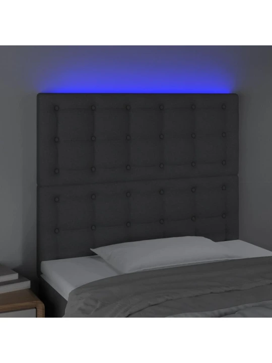 Čelo postele s LED tmavě šedé 100x5x118/128 cm textil