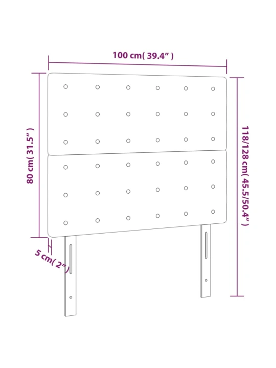 Čelo postele s LED tmavě šedé 100x5x118/128 cm textil