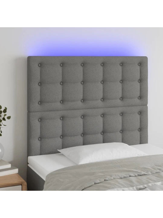 Čelo postele s LED tmavě šedé 100x5x118/128 cm textil