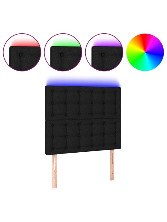 Čelo postele s LED černé 100x5x118/128 cm textil