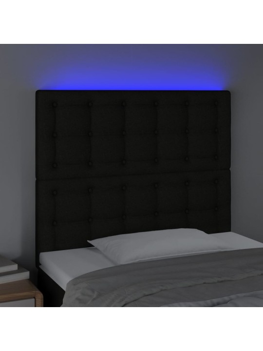 Čelo postele s LED černé 100x5x118/128 cm textil