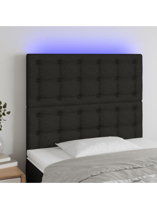 Čelo postele s LED černé 100x5x118/128 cm textil