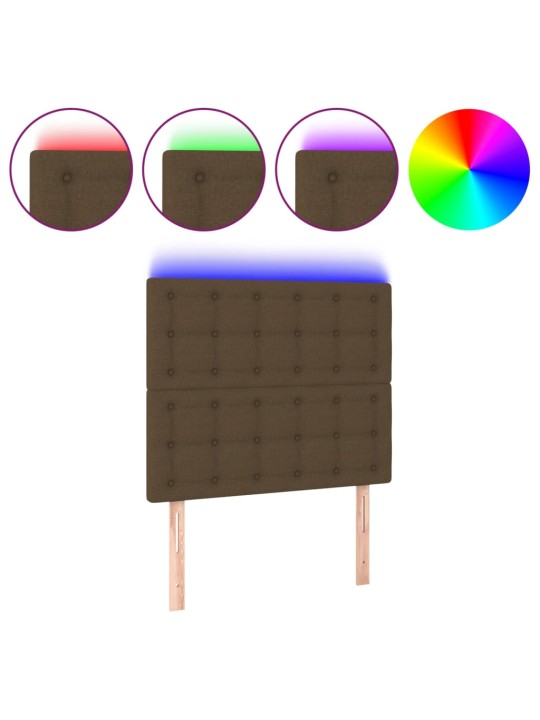 Čelo postele s led tmavě hnědé 100x5x118/128 cm textil
