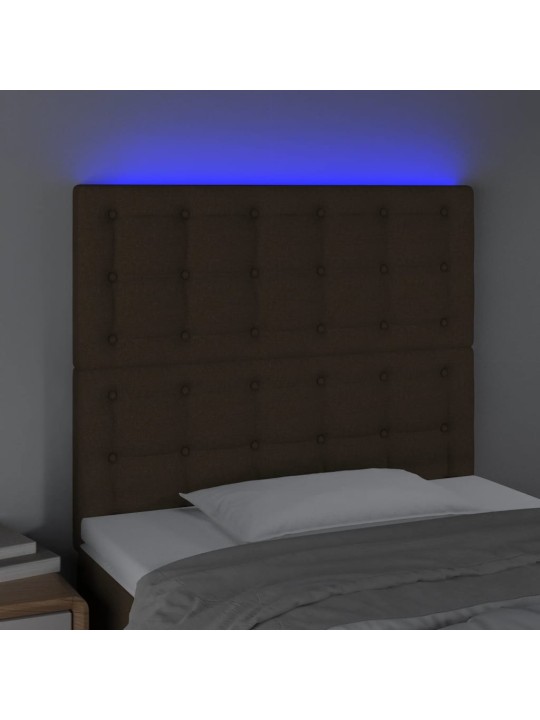 Čelo postele s led tmavě hnědé 100x5x118/128 cm textil