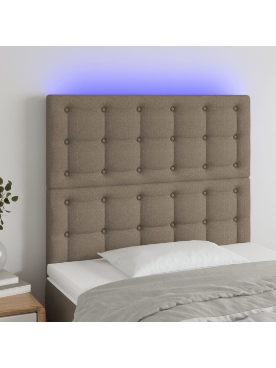 Čelo postele s LED taupe 100x5x118/128 cm textil