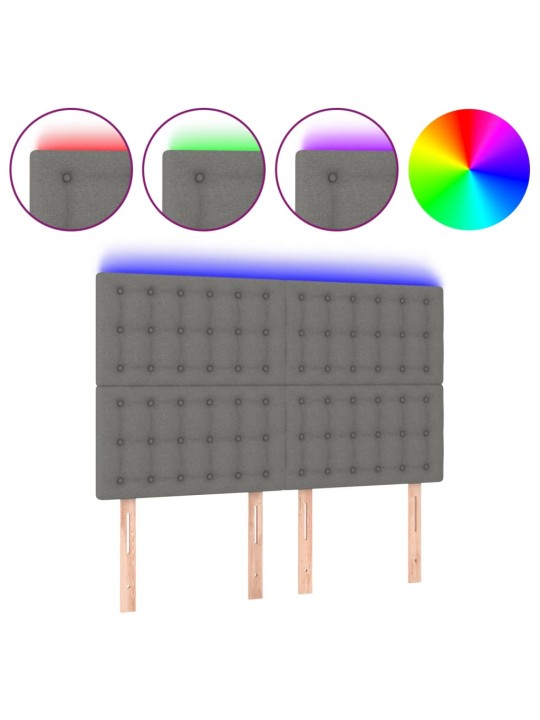 Čelo postele s LED tmavě šedé 144x5x118/128 cm textil
