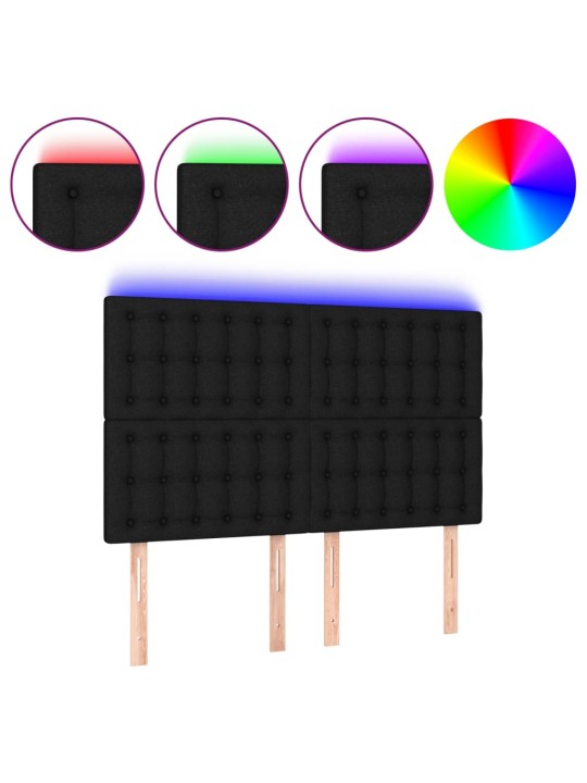 Čelo postele s LED černé 144x5x118/128 cm textil