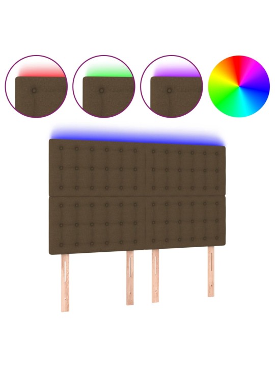 Čelo postele s LED tmavě hnědé 144x5x118/128 cm textil