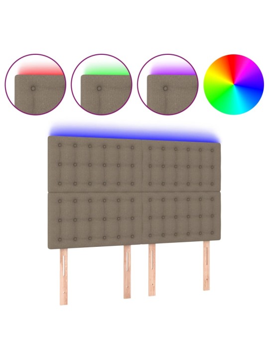 Čelo postele s LED taupe 144x5x118/128 cm textil
