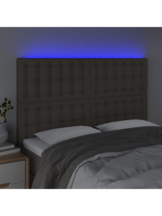 Čelo postele s LED taupe 144x5x118/128 cm textil