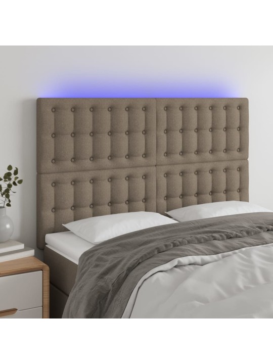 Čelo postele s LED taupe 144x5x118/128 cm textil