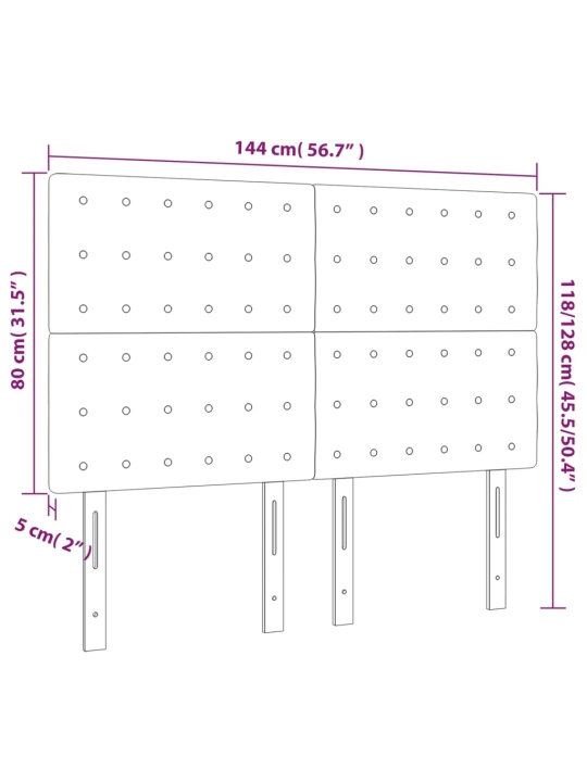 Čelo postele s LED krémové 144x5x118/128 cm textil