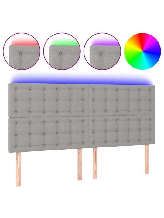 Čelo postele s LED světle šedé 160x5x118/128 cm textil