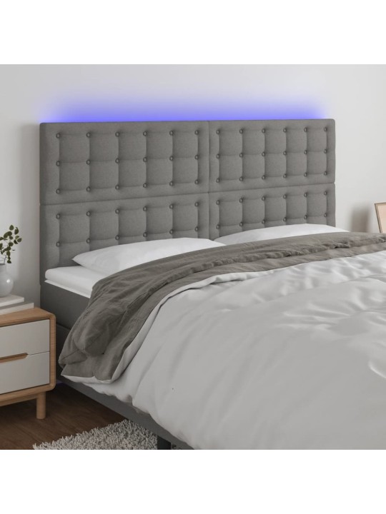 Čelo postele s LED tmavě šedé 160x5x118/128 cm textil