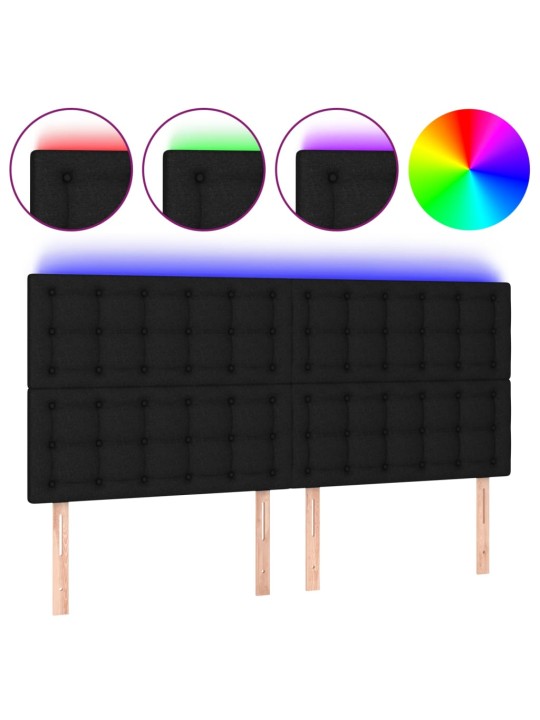 Čelo postele s LED černé 160x5x118/128 cm textil