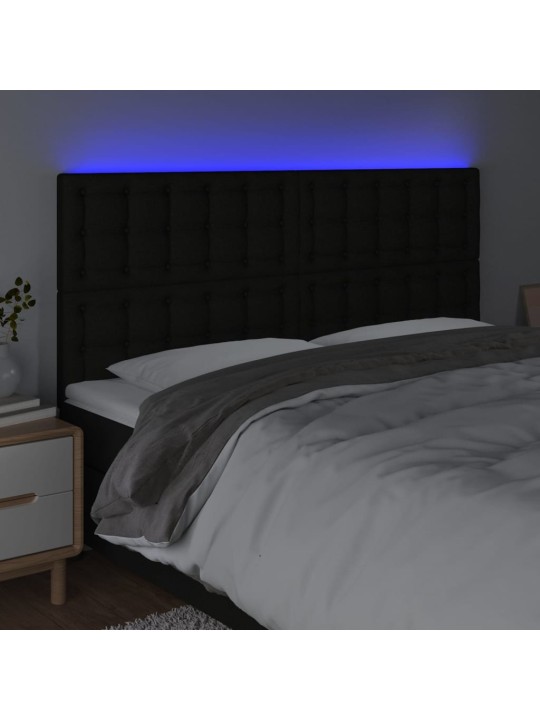 Čelo postele s LED černé 160x5x118/128 cm textil