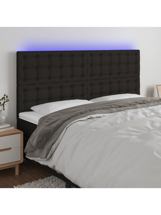 Čelo postele s LED černé 160x5x118/128 cm textil
