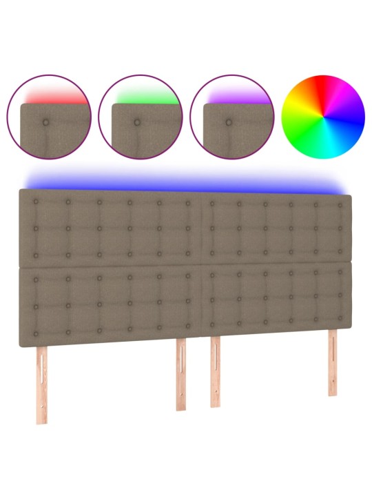 Čelo postele s led taupe 160x5x118/128 cm textil